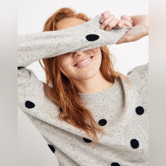 MADEWELL cashmere sweatshirt in donegal dot Gray and Black - Picture 1 of 8